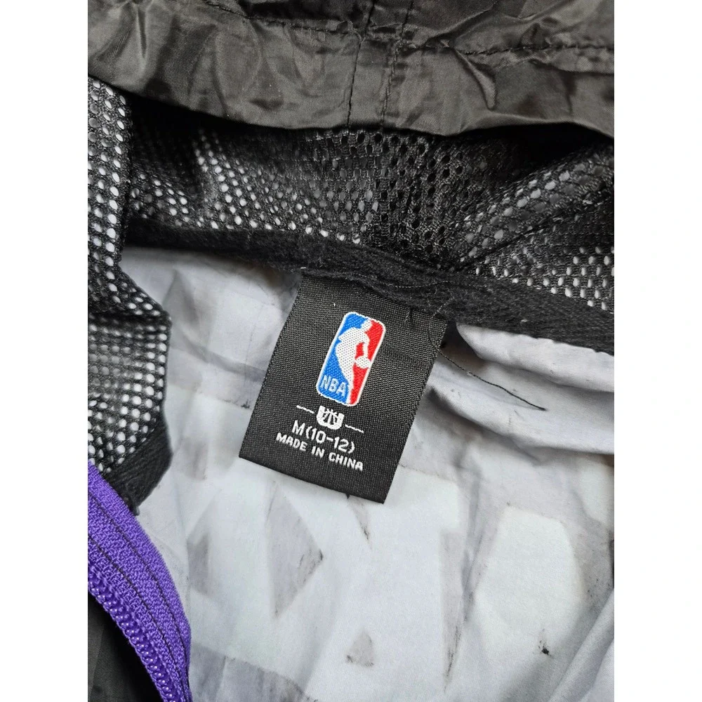 NBA Los Angeles Lakers Windbreaker Jacket Kids Medium 10-12 Purple Black 1/4 Zip